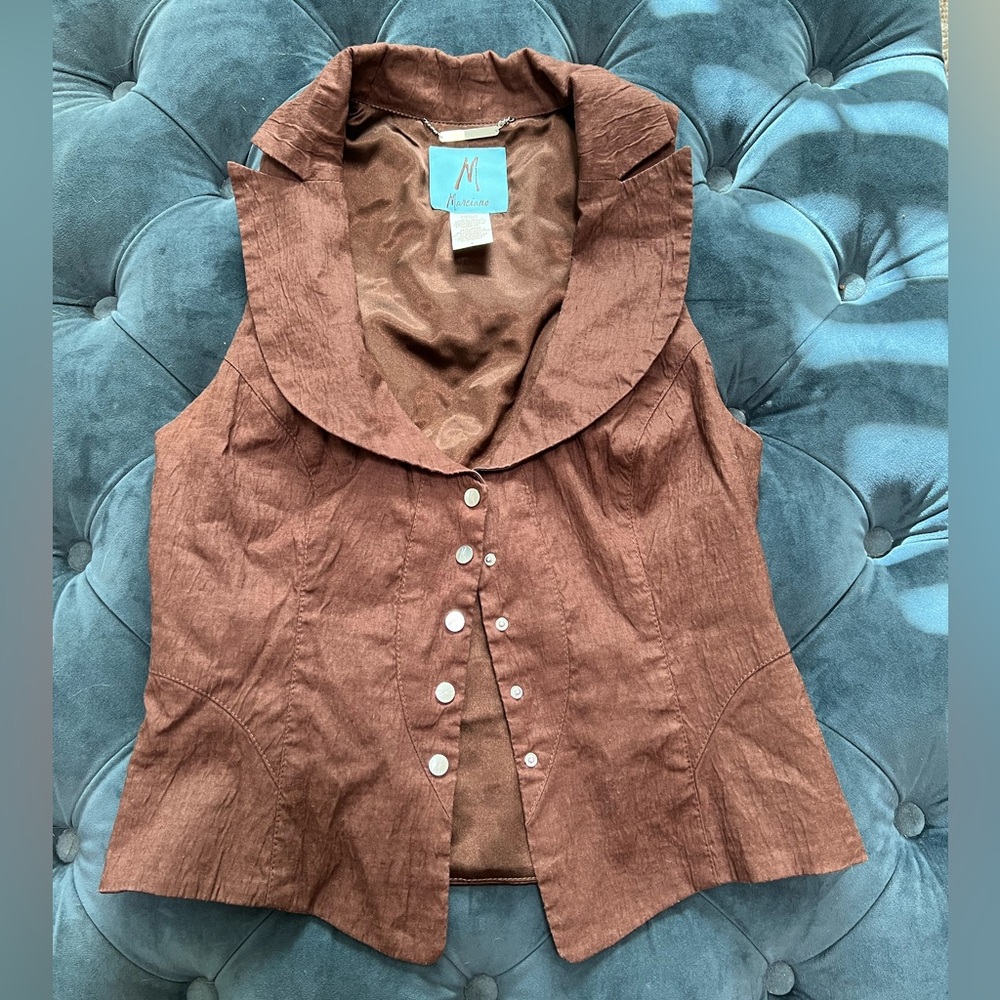 Marciano Gilet Vest Vintage Y2K Women’s Size 4 Linen, Rayon, Spandex